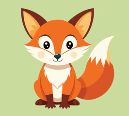 Cute animal fox illustration on green background
