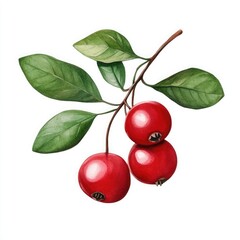 A vibrant illustration of red berries on a green branch, showcasing nature's beauty and freshness.