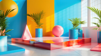 3D abstract space minimalist space simple style modern architecture interior design digital art illustration