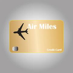 Golden air miles rewards credit card with text and silhouette of a plane