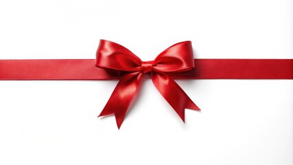 Red ribbon on white background, red, ribbon, bow, decoration, gift, shiny, satin, holiday, festive, celebration, elegant