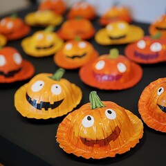 Creative Classroom Activity: Students Crafting Paper Plate Pumpkin Patch with Expressive Pumpkins for Decor