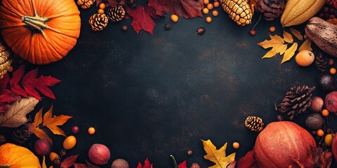 Warm Thanksgiving Background with Leaves and Pumpkins for Festive Design