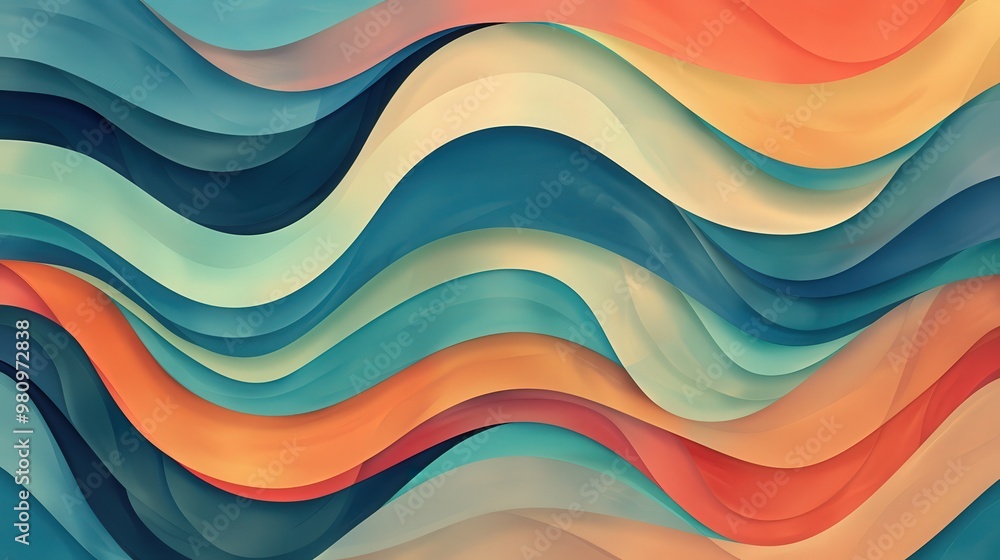 Aufkleber this abstract design features a series of flowing, curved lines creating a wave-like pattern.