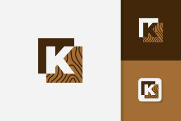 k letter wood logo design vector template