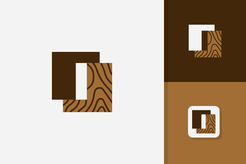 i letter wood logo design vector template