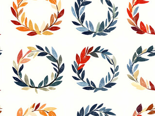 Fototapeta premium Seamless Flat Recycled Paper Christmas Wreath Pattern - Eco-Friendly Minimalist Background for Sustainable Holiday Design