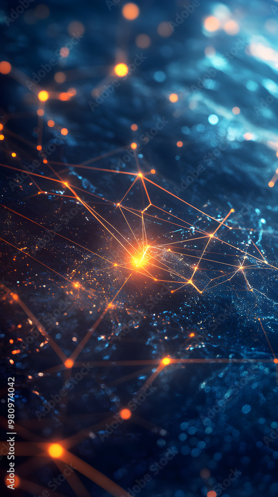 Aufkleber digital network design with blue tech and global connectivity elements