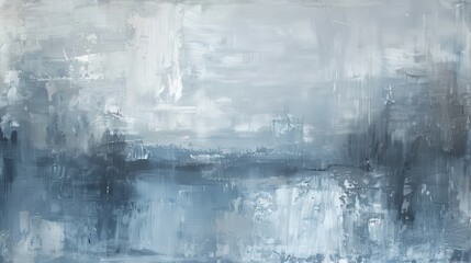 Naklejka premium This abstract oil painting features a calming blend of soft grays and blues, with subtle, textured brushwork that adds depth and movement.