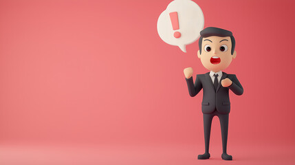 Businessman with Exclamation Mark Speech Bubble
