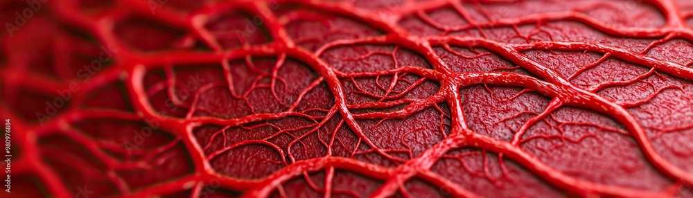 Aufkleber close-up view of intricate red vascular pattern, highlighting textures and structures of blood vesse