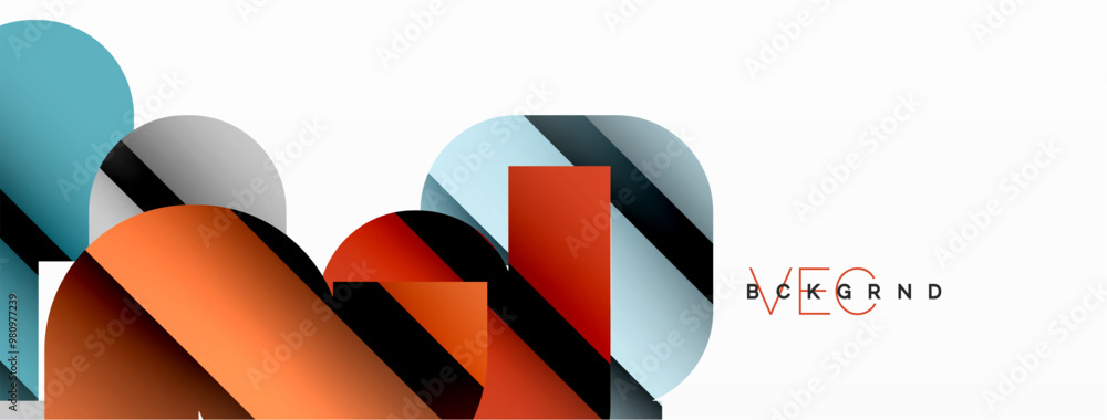 Aufkleber abstract background. colorful geometric curve shapes with black shadow lines effects
