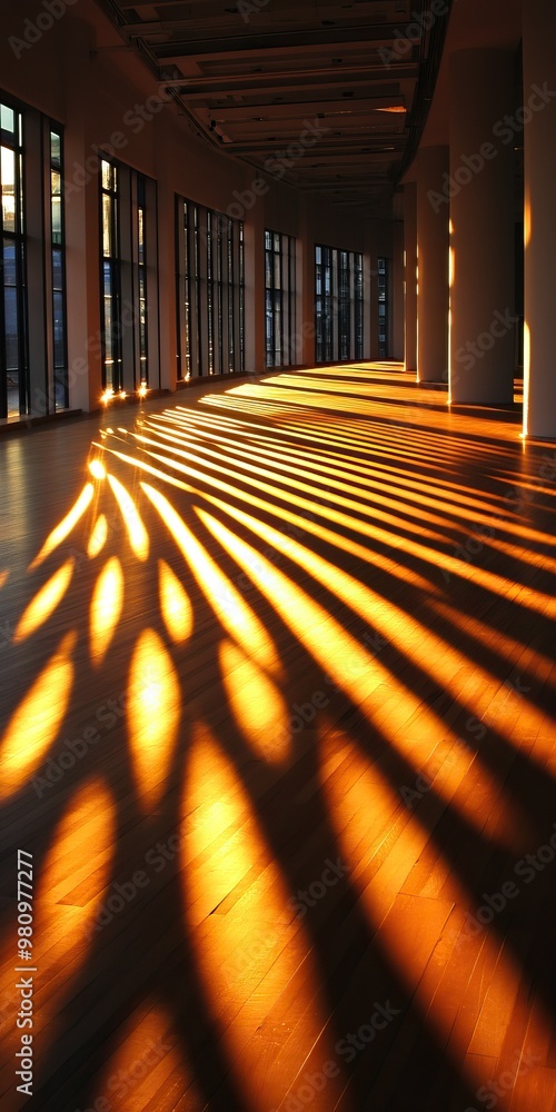 Aufkleber elegant shadows and warm light create a stunning atmosphere in an open space, highlighting architect