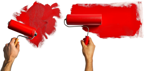 hand painting  wall with paint roller 