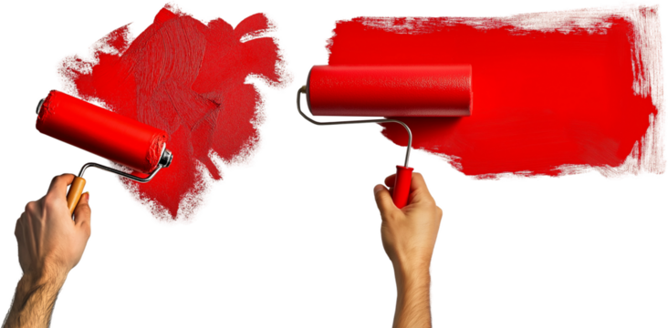 hand painting  wall with paint roller 