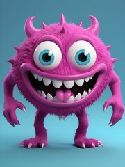Fototapeta premium Smilecore Monster A Quirky 3d Animation Cartoon In Magenta Style