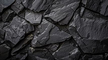 Black stone background, top view, with ample free copy space