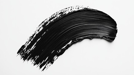 Black paint brush stroke on white background