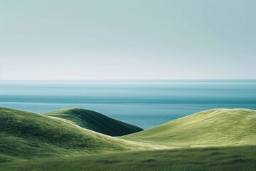 Image of Hills against ocean landscape outdoors horizon. printed on Printed Glass Basin Splashbacks