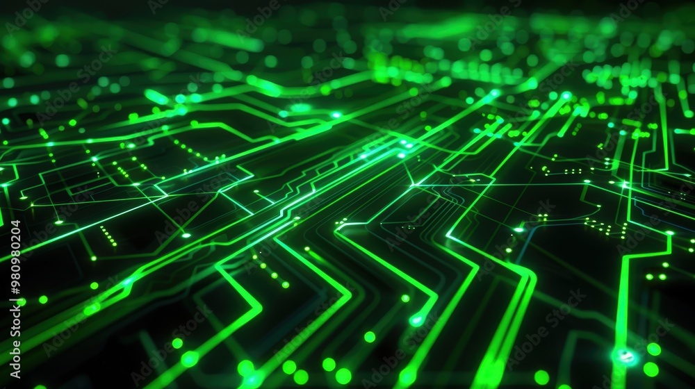 Poster this abstract technology background displays a dynamic fusion of geometric patterns and glowing circ