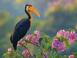 Naklejka premium Bird Perched on Tree Branch
