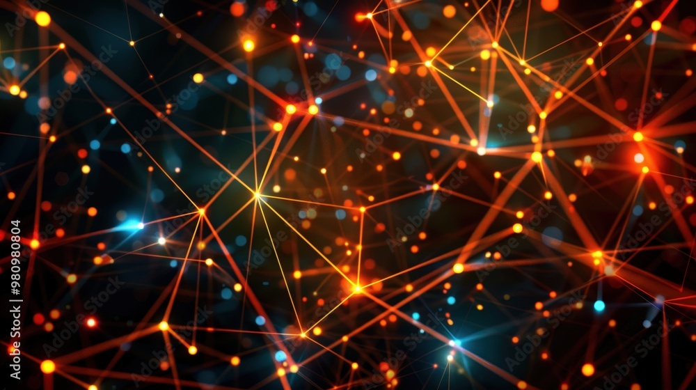 Aufkleber this abstract technology background displays a network of bright, glowing circuits and nodes.
