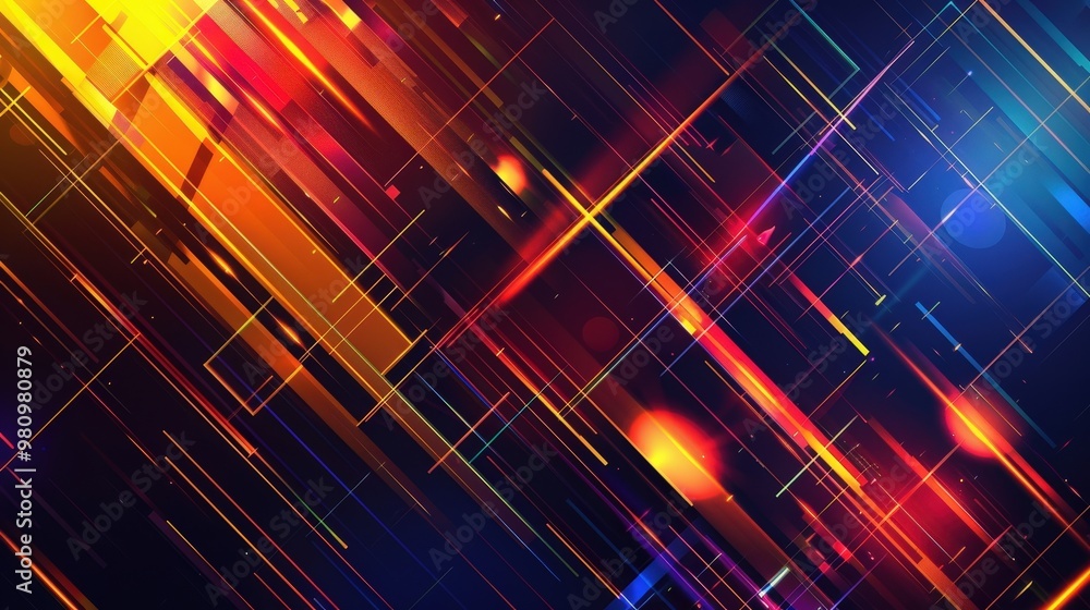Poster this abstract technology background displays a series of overlapping geometric shapes with a glowing