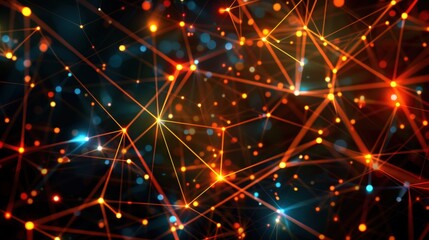 Fototapeta premium This abstract technology background displays a network of bright, glowing circuits and nodes.