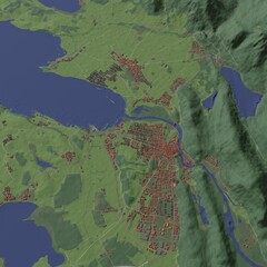 3D illustration of city and urban in Fussen Germany