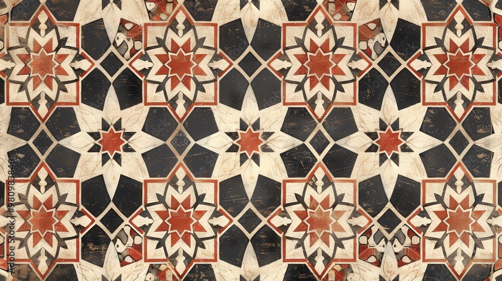 Poster this arabic pattern features a blend of interlocking polygons and delicate arabesque designs.