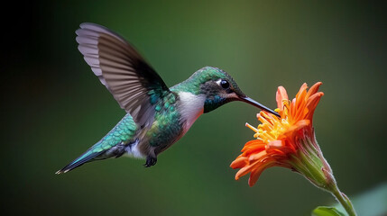 Fototapeta premium Beautiful Hummingbird Drinking Nectar from a Flower