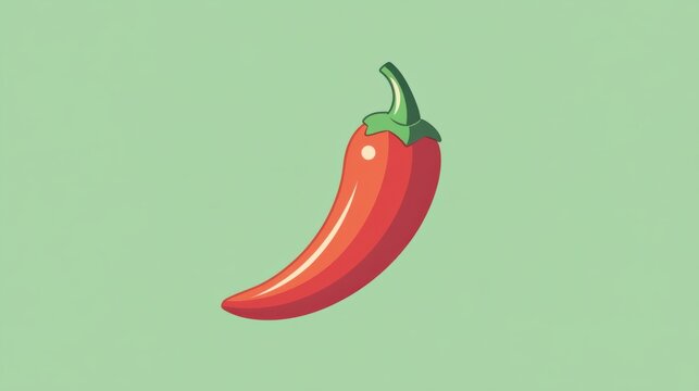 A cute flat jalap icon on a soft pastel green background, adding a spicy touch to healthy food visuals.