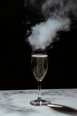 A stylized Halloween drink decorated with swirls of wax and white smoke.