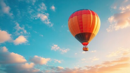 Fototapeta premium A hot air balloon floats through the sky, offering a breathtaking view