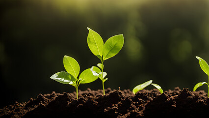 Planting baby tree in the ground