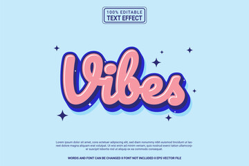 Editable text effect Vibes 3d cartoon template style modren premium vector