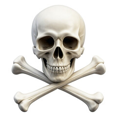 Obraz premium A white skull with crossbones, symbolizing danger or poison. Transparent background