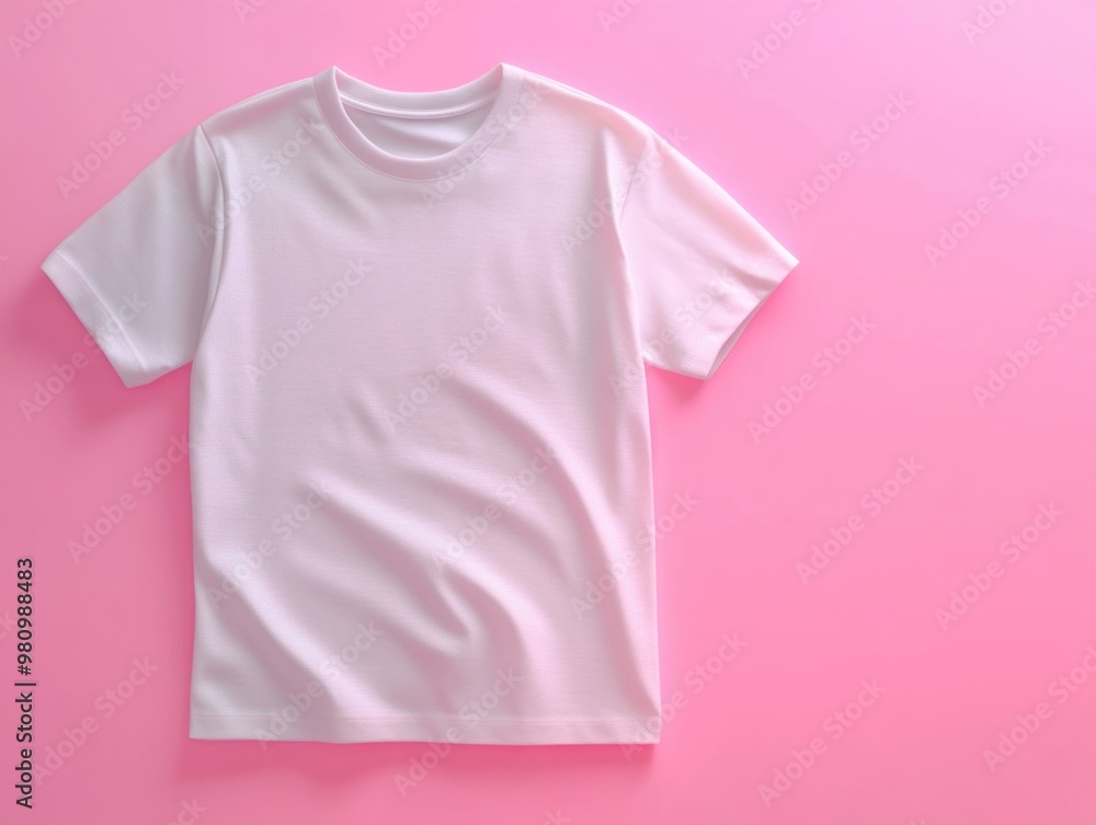 Wall mural White T-Shirt on Pink Background