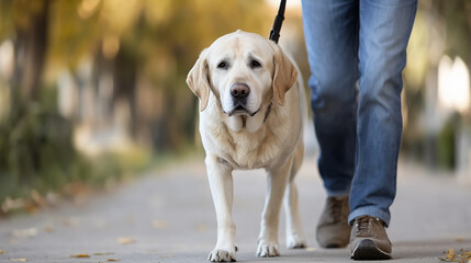 Guide Dog Leading a Blind Person Safely