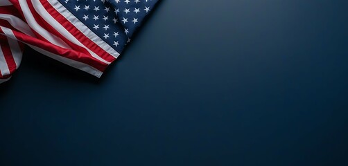 Obraz premium American Flag on Dark Blue Background with Copy Space, Ai Generated Images