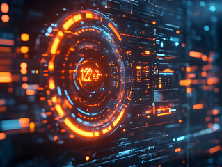 Fototapeta premium Futuristic New Year 2025 Countdown Interface: Close-Up of Glowing Numbers and Sleek Digital Design in Flat Vector Style