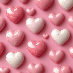 Obraz premium Seamless romantic love wallpaper with adorable 3D pink hearts background