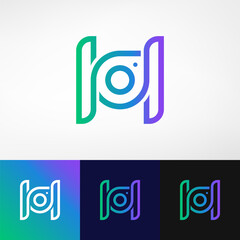 H cam modern minimalist logo uses clean, thin lines to form the letter 