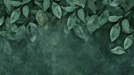 This background design features a rich, deep green hue with subtle leaf patterns gently overlaid.