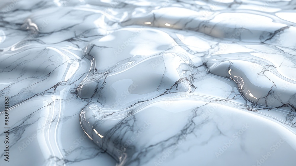 Poster smooth, reflective marble surface with intricate veining patterns.