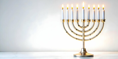 Fototapeta premium Futuristic Hanukkah Candle with LED Wick: Neon Glow Macro Close-Up Illustration of Modern Holiday Symbol in Bright Colors