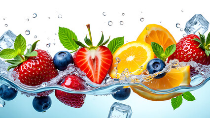 fresh fruit in water splash