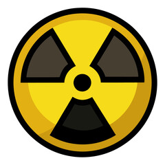 Fototapeta premium A yellow and black radioactive symbol on a white background