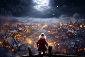 Fototapeta premium Christmas winter night snow.