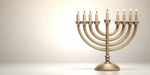 Fototapeta premium 3D Plain Beige Background with Subtle Embossed Hanukkah Candles and Ample Copy Space for Text - Warm Minimalist Aesthetic